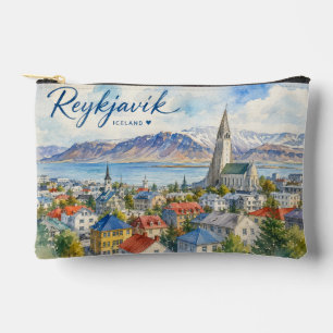 Pochette À Accessoires Reykjavik Islande souvenir aquarelle 