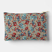 Pochette À Accessoires Robots rétro à motif bleu et rouge (Verso)