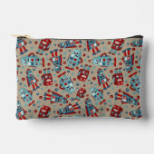 Pochette À Accessoires Robots rétro à motif bleu et rouge (Recto)