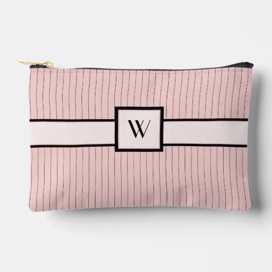 Pochette À Accessoires Rose avec rayures noires fines (Recto)