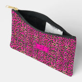 Pochette À Accessoires Rose Chaude & Imprimé Léopard Noir Monogrammé (Ouvrir)
