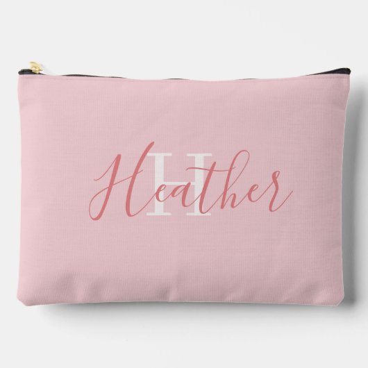 Pochette À Accessoires Rose Féminin avec Nom et Initiale (Recto)