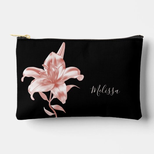 Pochette À Accessoires Rose Gold Lily Black | Your Name (Recto)