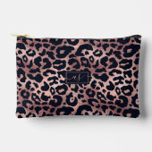 Pochette À Accessoires Rose Gold Noir Imprimé Léopard Monogrammé Chic (Recto)
