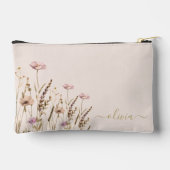 Pochette À Accessoires Rose Gold Script Floral Nom Monogramme (Verso)