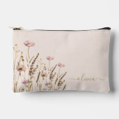 Pochette À Accessoires Rose Gold Script Floral Nom Monogramme (Recto)