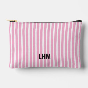 Pochette À Accessoires Rose Pâle Rayure Vintage Nom Stylisé