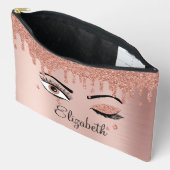 Pochette À Accessoires Rose Pink Gold Eyelashes Dripping Glitter (Ouvrir)