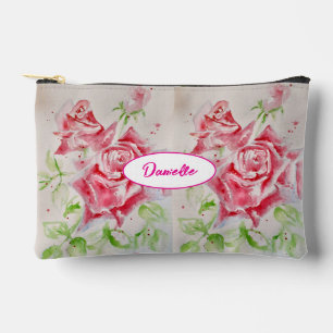 Pochette À Accessoires Rose rouge rose fleurs aquarelle florale filles