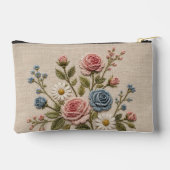 Pochette À Accessoires Roses Brodées Blush & Bleu (Verso)