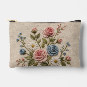 Pochette À Accessoires Roses Brodées Blush & Bleu