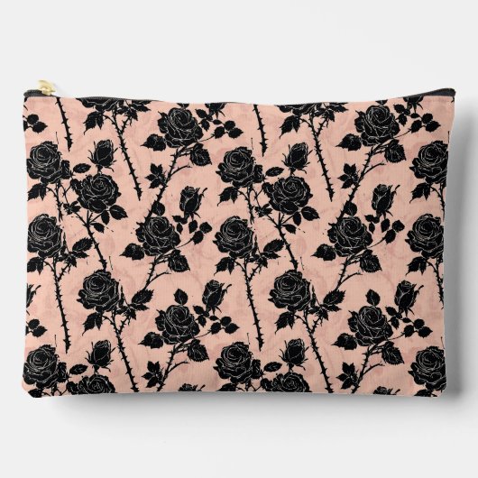 Pochette À Accessoires Roses du cimetière gothique rose et noir (Recto)