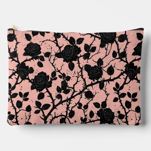 Pochette À Accessoires Roses du cimetière gothique rose et noir (Recto)