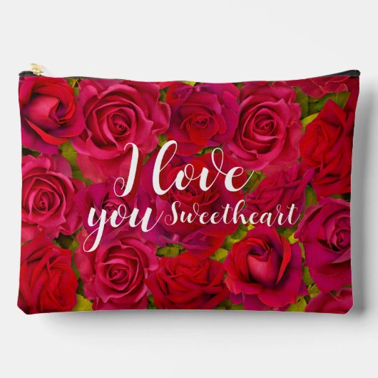 Pochette À Accessoires Roses Rouges Je t'aime Nom (Recto)