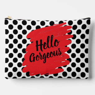 Pochette À Accessoires Rouge à la mode Tache et pois noir Bonjour Magnifi
