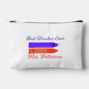 Pochette À Accessoires Rouge bleu crayons meilleur enseignant jamais ajou