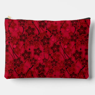 Pochette À Accessoires rouge brun floral rustique mode motif rétro