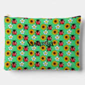 Pochette À Accessoires Rouge Et Noir Ladybug Avec Fleurs (Recto)