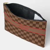 Pochette À Accessoires Rouge Luxe avec Damier Marron (Ouvrir)