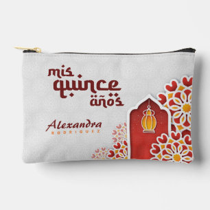 Pochette À Accessoires Rouge Orange Fleur Jaune Nuit Arabe Quinceañera