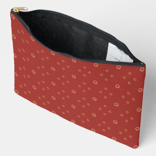 Pochette À Accessoires Rouge | Soleil Zinnia Doré (Ouvrir)