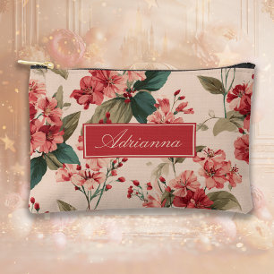 Pochette À Accessoires Rouge sur Hibiscus rose Floral