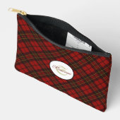 Pochette À Accessoires Rouge tartan plaid hiver élégant Monogram Zipper (Ouvrir)