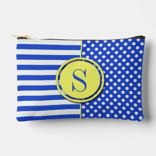 Pochette À Accessoires Royal Blue Polka Dots et Rayures - Monogramme STay