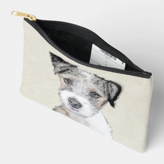 Pochette À Accessoires Russell Terrier Peinture Rough Original Chien Art (Ouvrir)