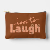 Pochette À Accessoires Rust Brown & Peach Large Text With Flowers (Recto)