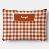 Pochette À Accessoires Rust Red Plaid Gingham Personalized (Recto)