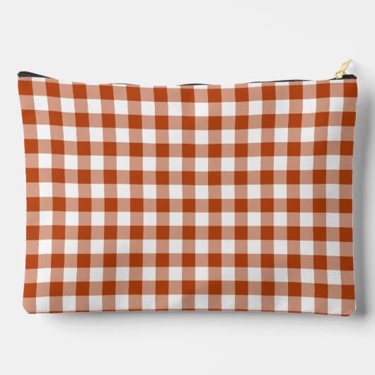 Pochette À Accessoires Rust Red Plaid Gingham Personalized (Verso)