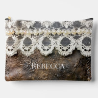 Rustique Occidental en cuir et dentelle antique Lg