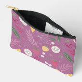Pochette À Accessoires "Sac à Zipper Motif de fruits et feuilles pourpres (Ouvrir)