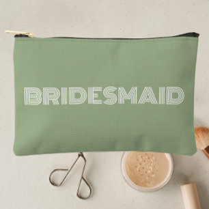Pochette À Accessoires Sage Green Typographie moderne Bridesmaid