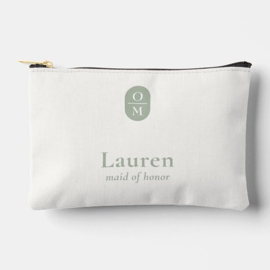 Pochette À Accessoires Sage Green | Wedding Monogram Bridesmaid Gift  (Recto)