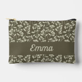 Pochette À Accessoires Sage Vert Botanique Fleurs Élégantes (Recto)