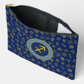 Pochette À Accessoires Sagittarius Zodiac+Astrology Symbols Ptn Gld+Blues (Ouvrir)