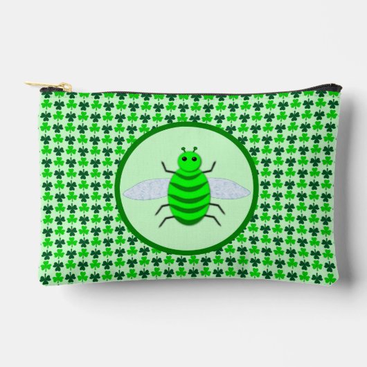 Pochette À Accessoires Saint Patricks Day Bee et Shamrocks (Recto)