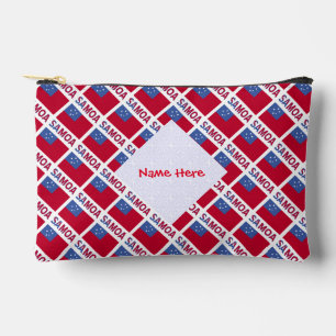 Pochette À Accessoires Samoa et Drapeau Samoan Carrelé Rouge Personnalisa