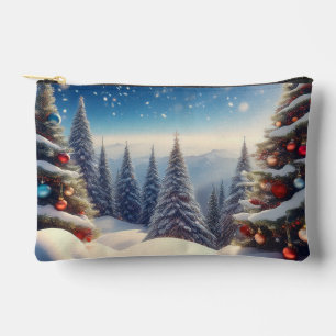 Pochette À Accessoires Sapin de Noël sous la neige dans les bois