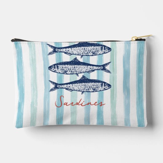 Pochette À Accessoires Sardines Pêcheur Esthétique Côtière Stripes (Verso)
