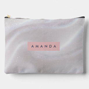 Pochette À Accessoires Satin Blanc Pailleté Élégant Personnalisé