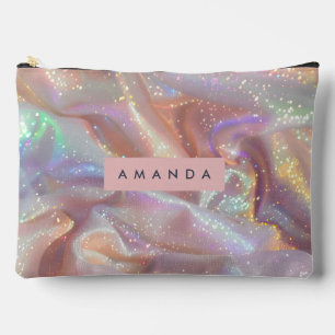 Pochette À Accessoires Satin Pailleté Pastel Iridescent Personnalisé