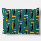 Pochette À Accessoires Schrödinger's Cat Mid Century bleu foncé moderne (Verso)