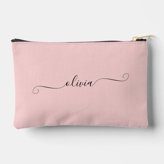 Pochette À Accessoires Script chic moderne rose vif Personnalisé (Verso)