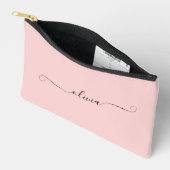 Pochette À Accessoires Script chic moderne rose vif Personnalisé (Ouvrir)