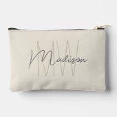 Pochette À Accessoires Script de nom de monogramme moderne crème (Verso)