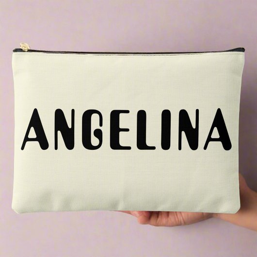 Pochette À Accessoires Script de nom noir en gras