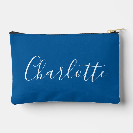 Pochette À Accessoires Script moderne Nom Calligraphie Simple Bleu clair (Verso)